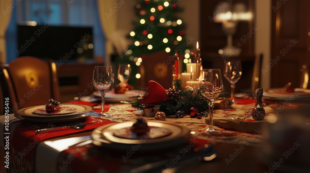 Table setting for christmas dinner Table setting for christmas dinner