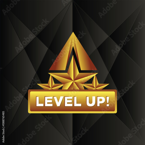 Simple Level up typography Symbol design - level up text with geometric background vector illustration