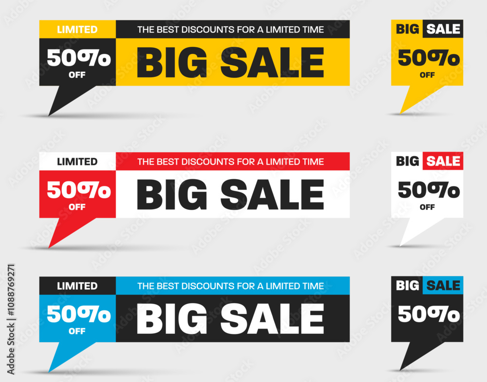 Vector illustration of a banner with geometric elements, with a big sale, limited special offer flyer 50% discount, EPS10. Vector illustration of a banner with geometric elements, with a big sale, limited special offer flyer 50% discount, EPS10.
