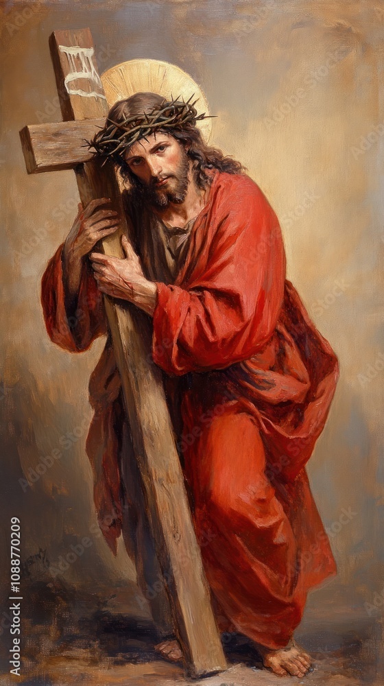 Jesus carrying the cross painting jesus art. Jesus carrying the cross painting jesus art.