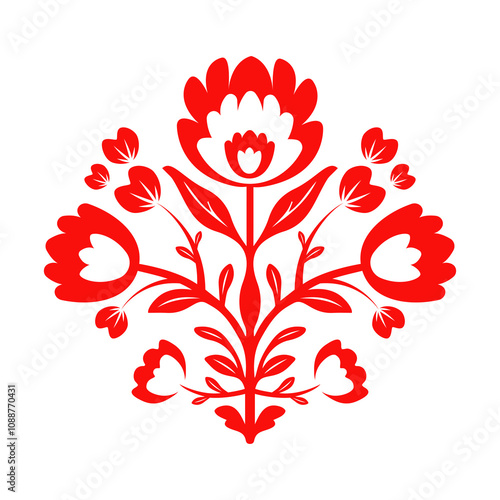 Folk Floral pattern. Decorative element.