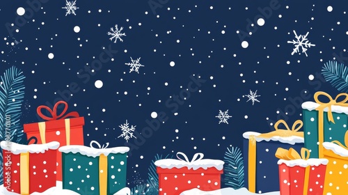 Wallpaper Mural Gift Christmas and New Year A blue background with a bunch of presents on it Torontodigital.ca