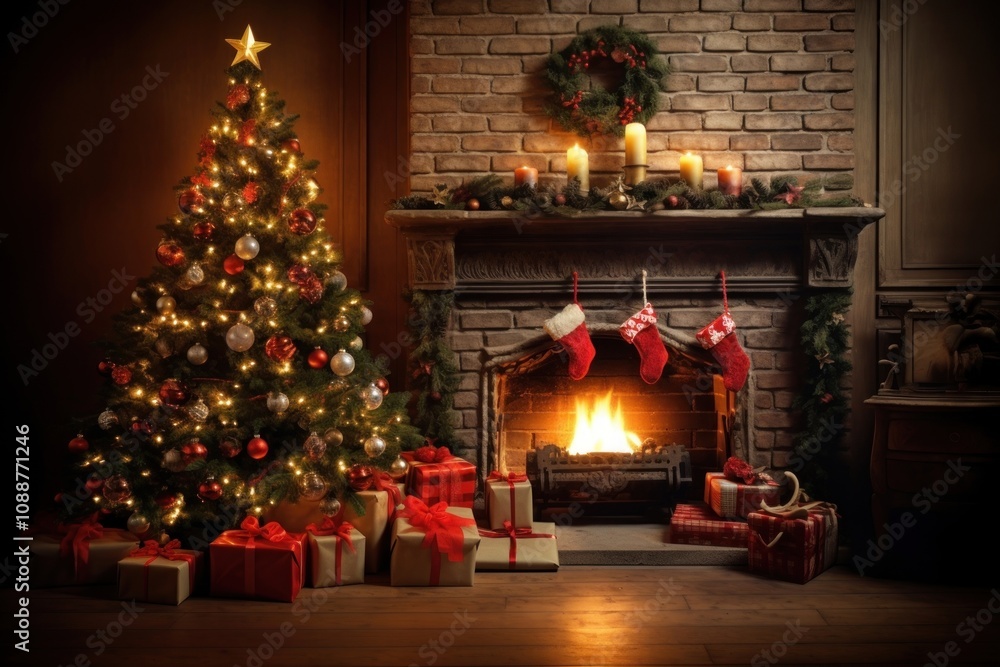 Fireplace christmas hearth tree. Fireplace christmas hearth tree.