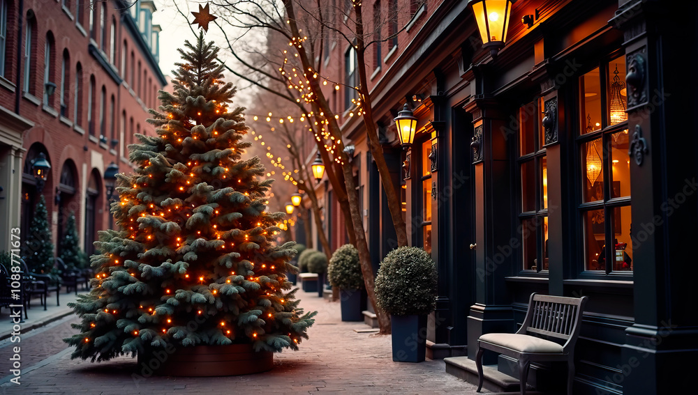 Fototapeta premium christmas tree in front of a church