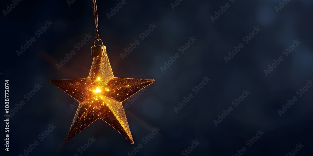 Golden Christmas star on black background with bokeh effect
Golden Christmas star on black background with bokeh effect