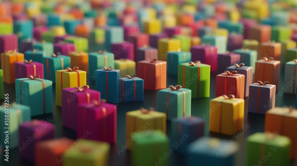 Obraz premium Gift Christmas and New Year A colorful pile of boxes with a variety of colors and sizes