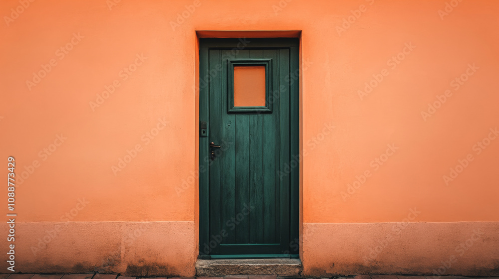 Fototapeta premium A weathered wooden door in dark green