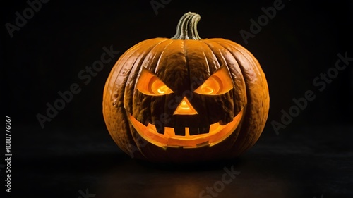 Real Jack O Lantern for halloween isolated on black background 