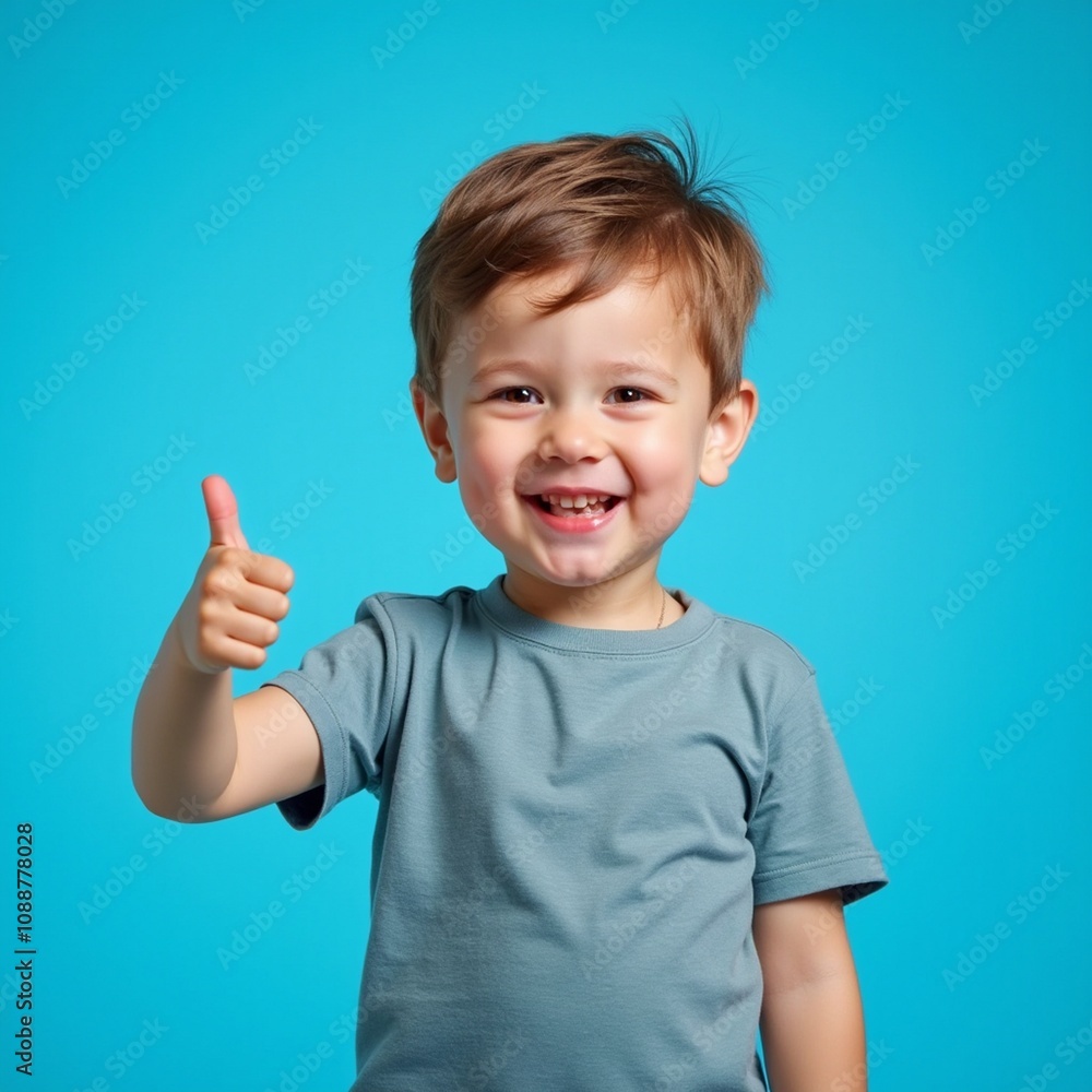 portrait of a little child showing thumbs up portrait of a little child showing thumbs up