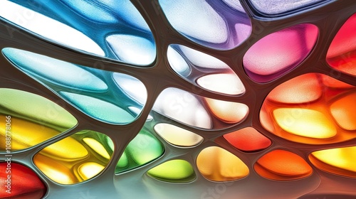 Abstract Colorful Glass Panels Organic Design