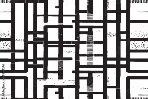 Seamless Gunge Stripe Pattern - Vector Illustration