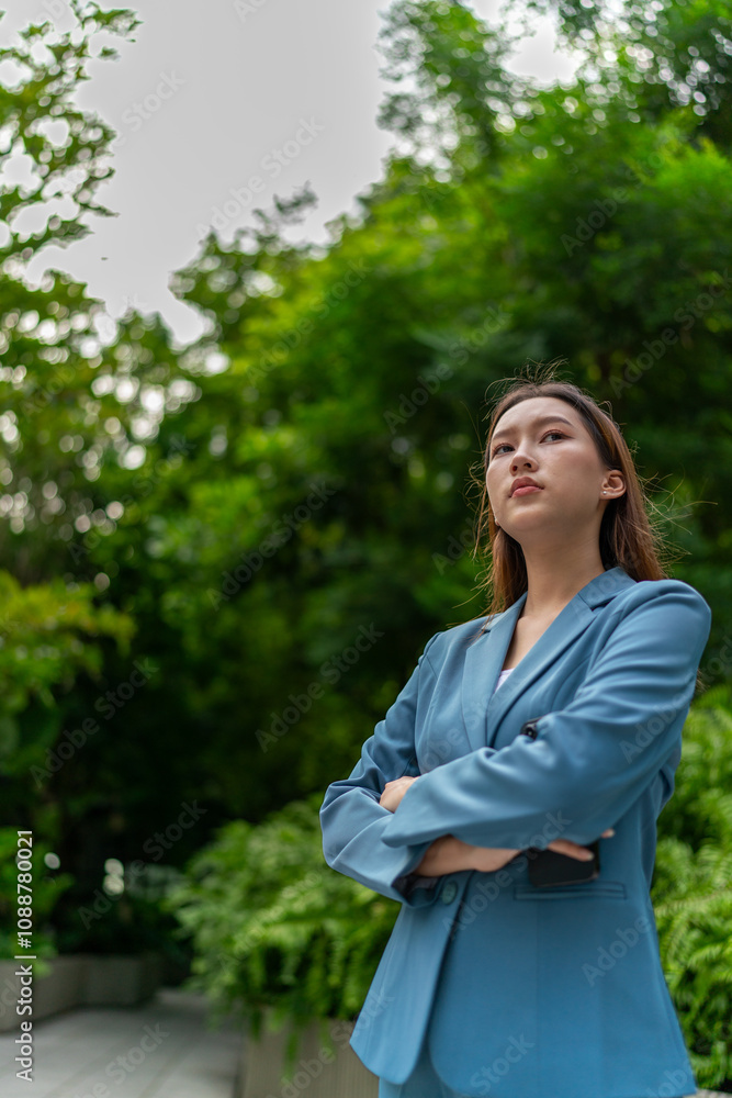 Portrait of a Young Businesswoman Amid Greenery and Tree in A Public Park Portrait of a Young Businesswoman Amid Greenery and Tree in A Public Park
