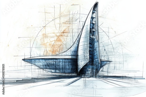 Wallpaper Mural Contemporary Architectural Design Featuring Innovative Lines and Dynamic Shapes, Showcasing a Unique Building Concept in Abstract Style Torontodigital.ca