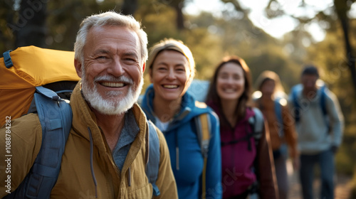 Happy Group of Senior Hikers Enjoying the Outdoors