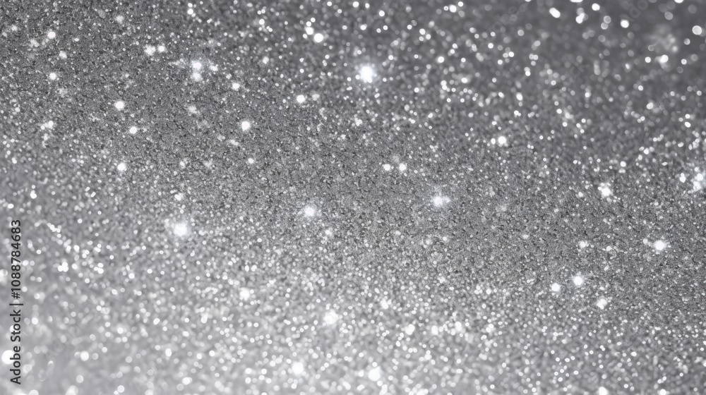 Close-Up of Shimmering Silver Glitter with Sparkling Highlights Against a Soft Background for Creative Projects and Designs Close-Up of Shimmering Silver Glitter with Sparkling Highlights Against a Soft Background for Creative Projects and Designs