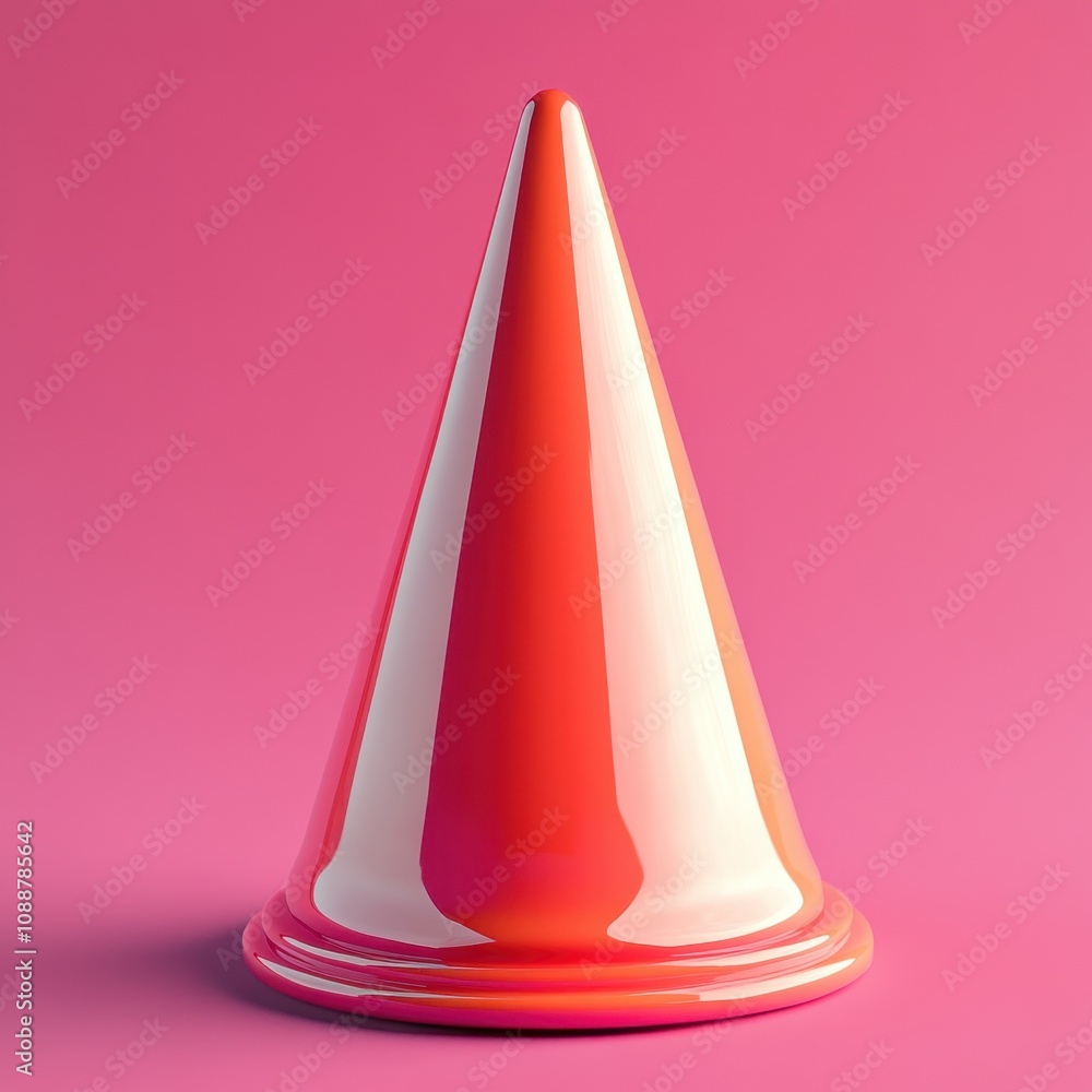 Vibrant Geometric Cone on Striking Pink Background Vibrant Geometric Cone on Striking Pink Background