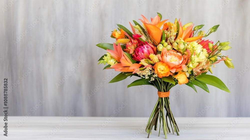 Vibrant and Colorful Tropical Flower Bouquet with Soft Shadows Vibrant and Colorful Tropical Flower Bouquet with Soft Shadows