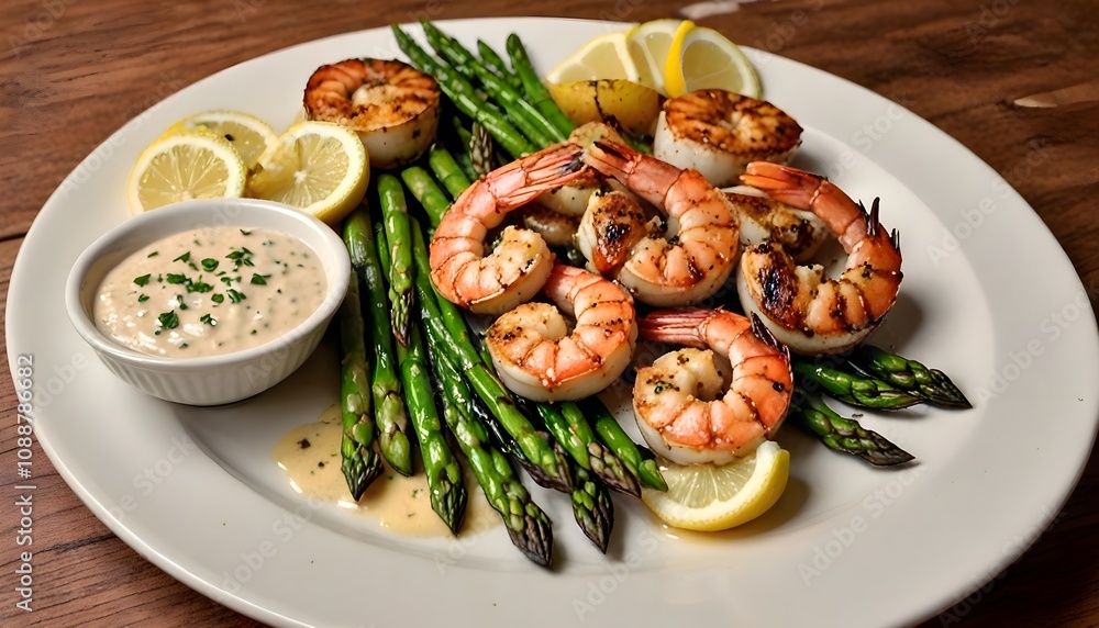 Succulent Grilled Seafood with Garlic Butter, Asparagus, and Baby Potatoes Succulent Grilled Seafood with Garlic Butter, Asparagus, and Baby Potatoes