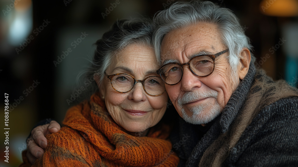 Couple sharing a warm embrace at home in cozy sweaters during a quiet evening together. Generative AI Couple sharing a warm embrace at home in cozy sweaters during a quiet evening together. Generative AI