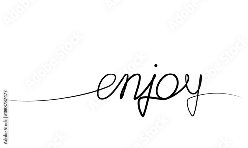 continuous drawing of the phrase enjoy with one line. vector