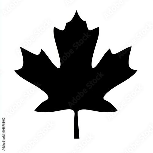 Stylized Black Silhouette of a Maple Leaf on a Clean White Background Ideal for Nature-Themed Designs, Artwork, and Creative Projects