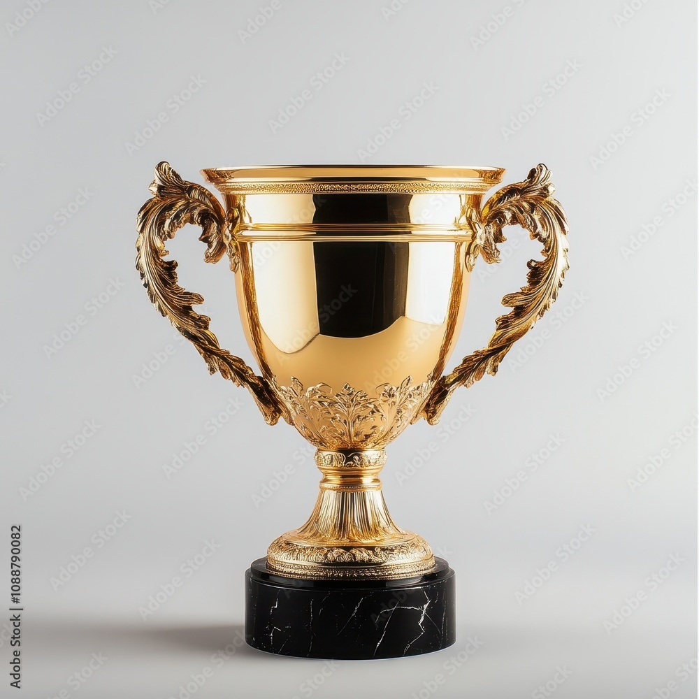 A shiny golden trophy with ornate handles, symbolizing achievement and victory. A shiny golden trophy with ornate handles, symbolizing achievement and victory.