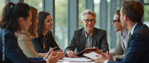Diverse Professionals Engaged in Collaborative Meeting in Modern Conference Room