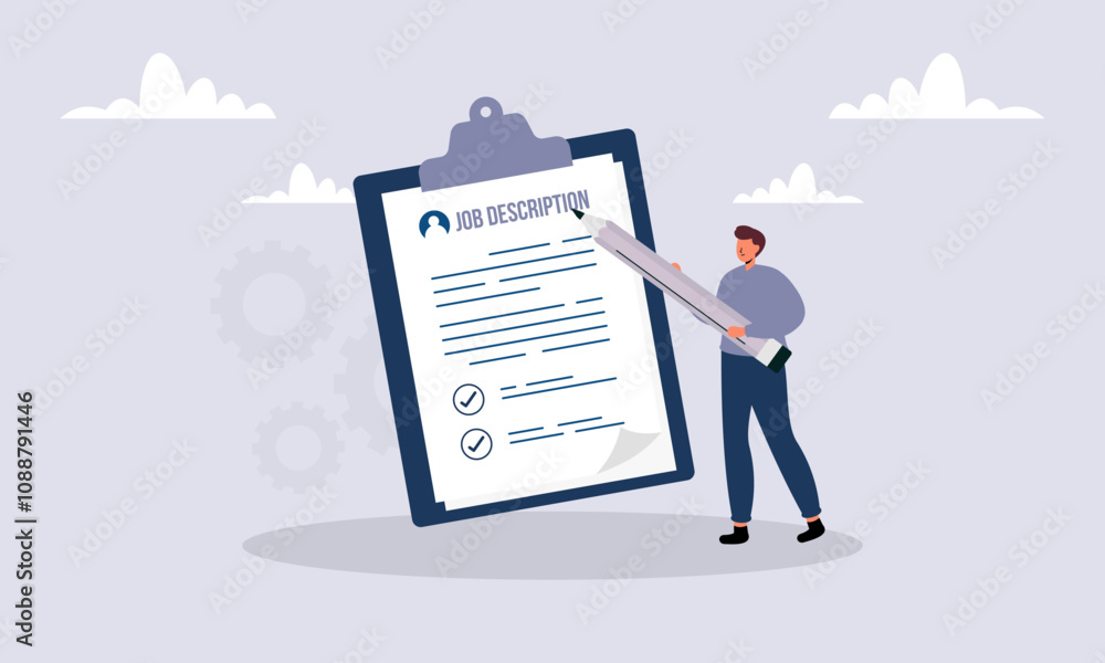 Job duties and responsibilities, job description, qualifications and requirements concept Job duties and responsibilities, job description, qualifications and requirements concept