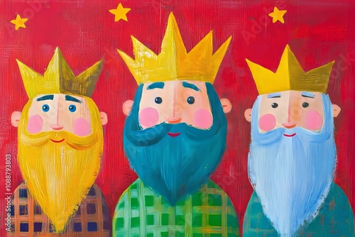 An illustration of the three kings or wise men from the Christmas story photo