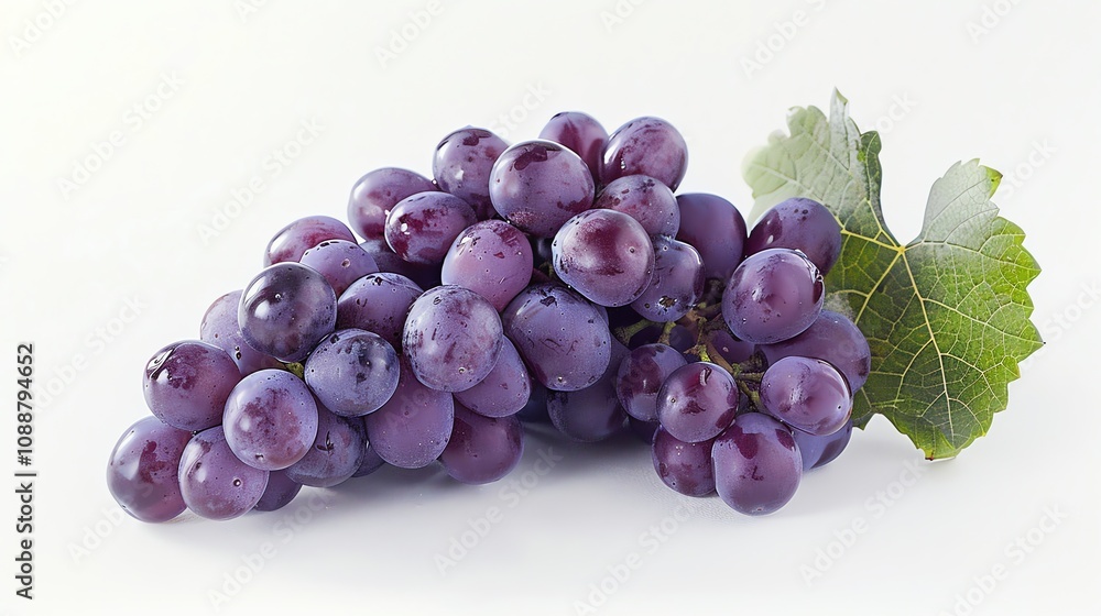 A bunch of purple grapes on a white background. A bunch of purple grapes on a white background.