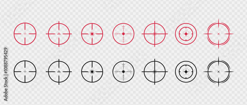 Target and aim icon. Aim gun. Red Crosshair. Shooting of firearms. Precisely target. Successfully target. 8x scope