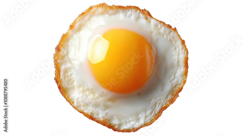 Fried egg isolated on transparent background. Top view. photo