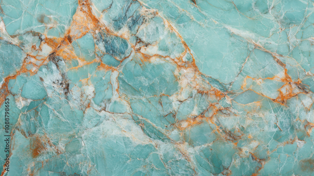 Turquoise blue marble with intricate orange and white veining creates stunning natural pattern, perfect for elegant interior design and luxurious decor Turquoise blue marble with intricate orange and white veining creates stunning natural pattern, perfect for elegant interior design and luxurious decor