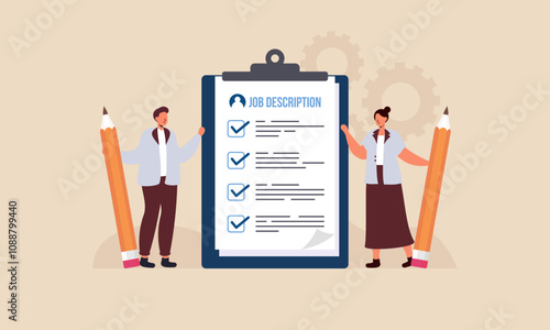 Job duties and responsibilities, job description, qualifications and requirements concept