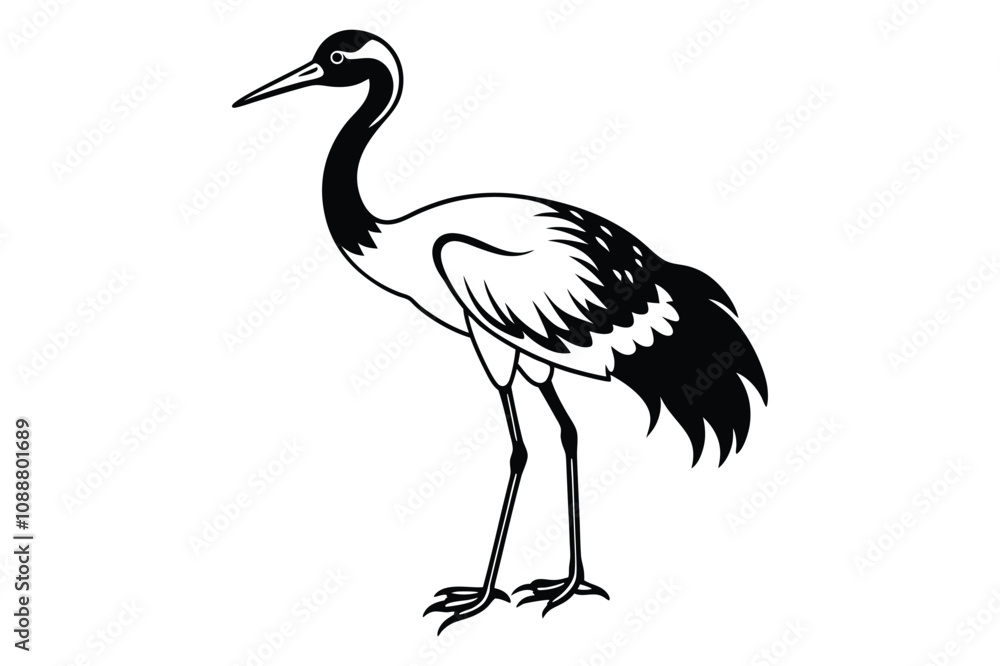 crane silhouette isolated on white background crane silhouette isolated on white background