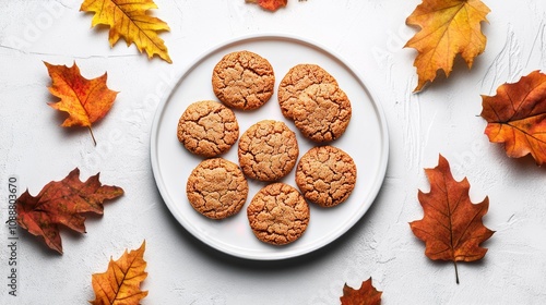 Cookies, autumn concept, fall leaves photo