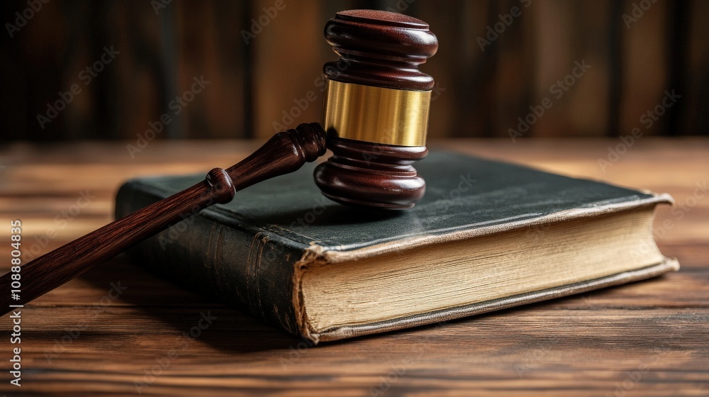 Gavel Resting on a Leather-Bound Book Gavel Resting on a Leather-Bound Book