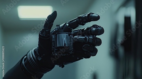 Close-up of a robotic hand reaching. (1)