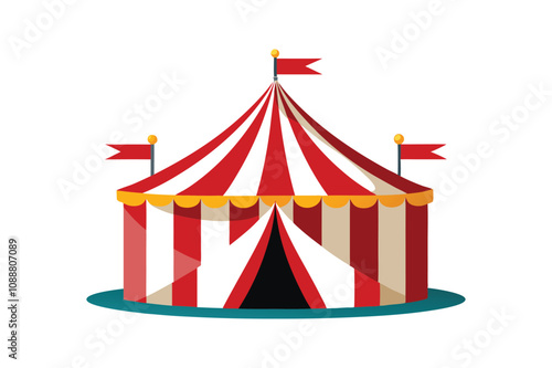 red circus tent vector illustration on a with background