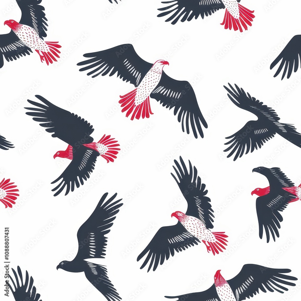 A Vibrant Pattern Featuring Various Birds in Flight with Bold Colors and Artistic Design Elements for Nature and Wildlife-Themed Projects A Vibrant Pattern Featuring Various Birds in Flight with Bold Colors and Artistic Design Elements for Nature and Wildlife-Themed Projects