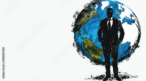 Businessman Collage Earth Handdr