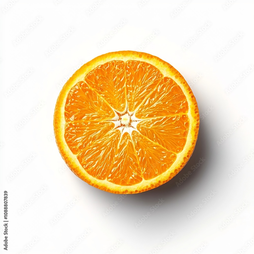 Fototapeta premium Closeup of Ripe and Juicy Orange Sliced on White Background