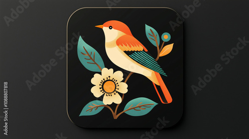 bird, animal, vector, tree, branch, illustration, nature, parrot, cartoon, love, cute, design, birds, spring, flower, art, leaf, beak, card, feather, heart, drawing, decoration, fly, wing