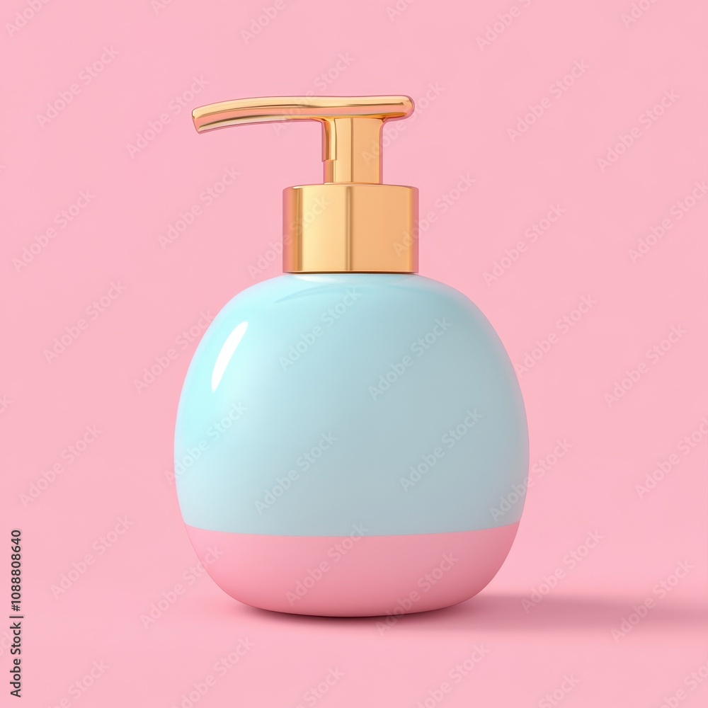 Elegant Cosmetic Dispenser on Soft Pink Background