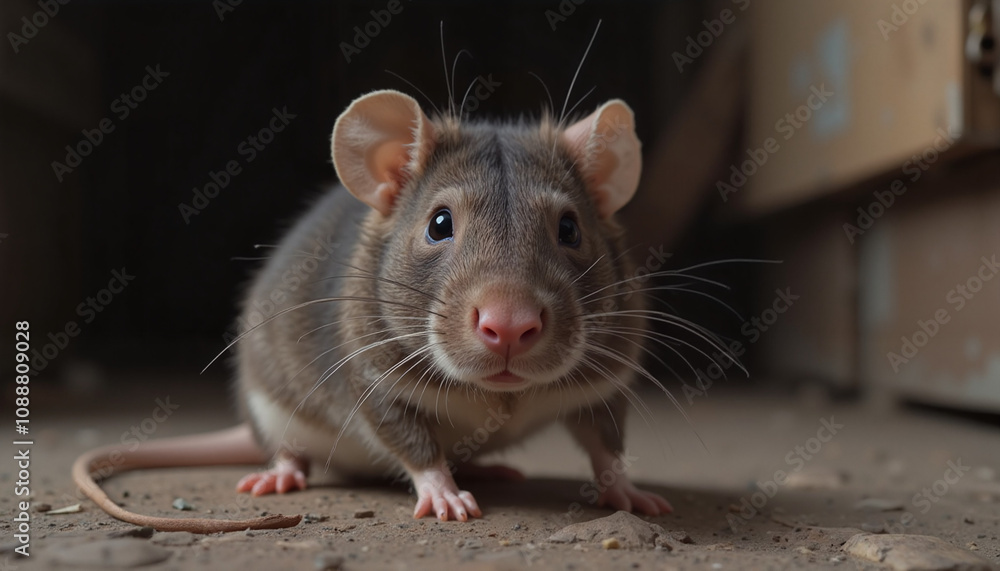 Gray Rat Looking into Camera Close-Up Gray Rat Looking into Camera Close-Up