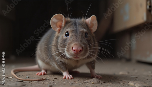 Gray Rat Looking into Camera Close-Up