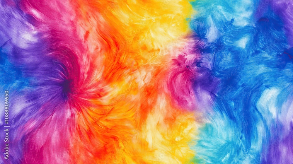 Seamless pattern of tie-dye swirls in bright rainbow gradients with marbled textures for a vibrant effect Seamless pattern of tie-dye swirls in bright rainbow gradients with marbled textures for a vibrant effect