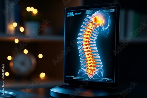 Detailed X-ray of a child spine, highlighting growth plates and vertebral development photo