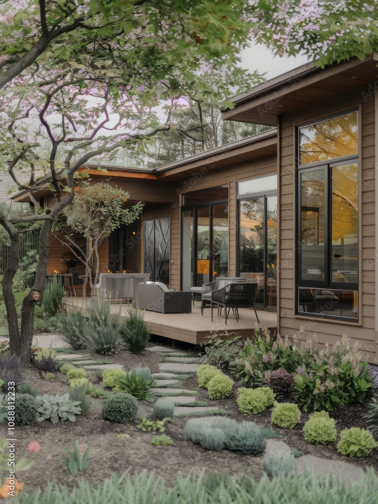 Modern Contemporary Home with Floor-to-Ceiling Windows and Beautiful Landscaping Modern Contemporary Home with Floor-to-Ceiling Windows and Beautiful Landscaping