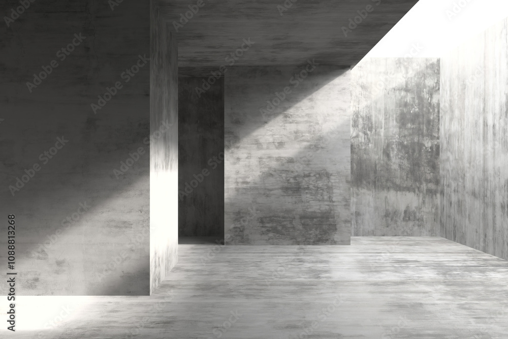 Large empty room with concrete ceiling and walls Large empty room with concrete ceiling and walls